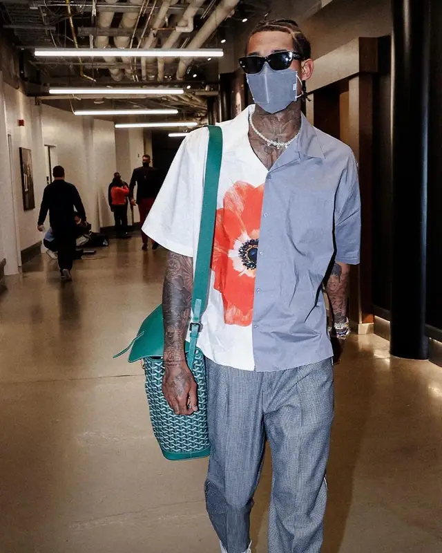 Jordan Clarkson outfit in Converse, Jacques Marie Mage, and Henry Mask, 2021