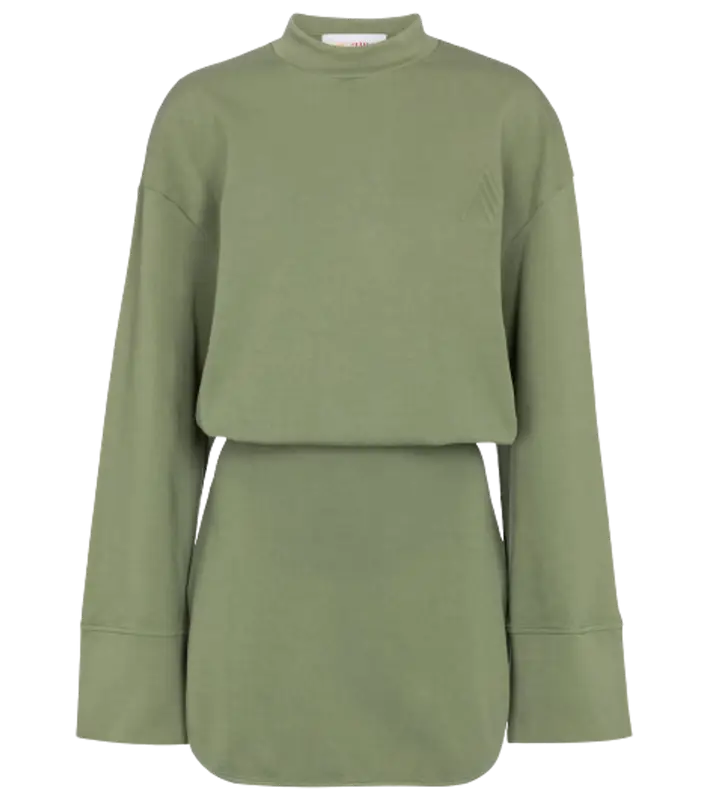 The Attico Palmer Logo Embossed Cotton Jerseys Green Mini Dress $525