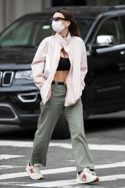 Emily Ratajkowski outfit in Boodywear, New Balance, and Reality Eyewear, 2021