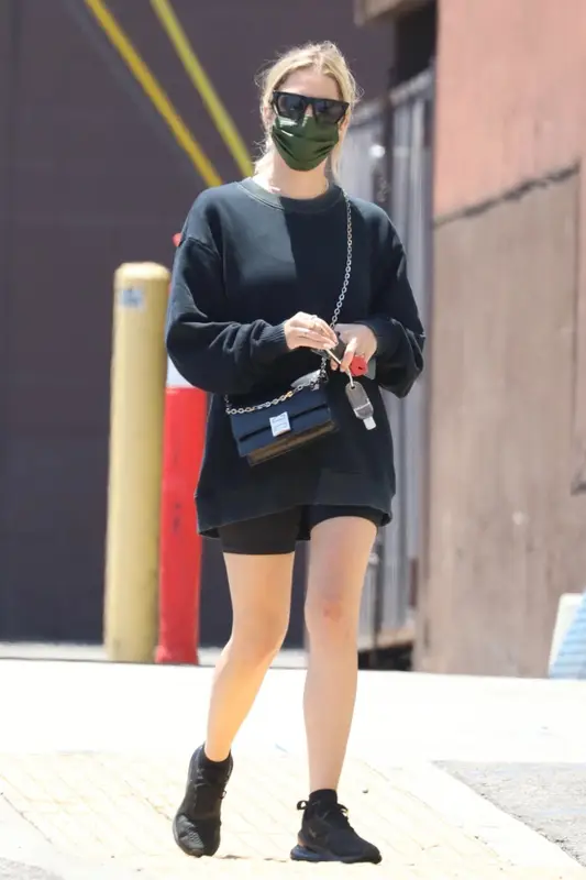 Ashley Benson outfit in Alo Yoga, Nike, and Evolve Together, 2021