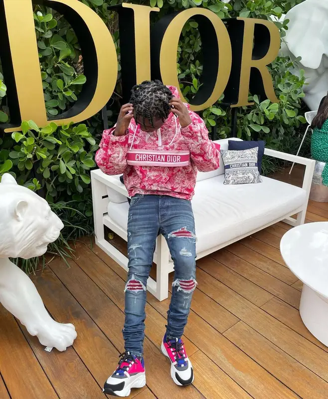 Jackboy outfit in Dior and Amiri, 2021