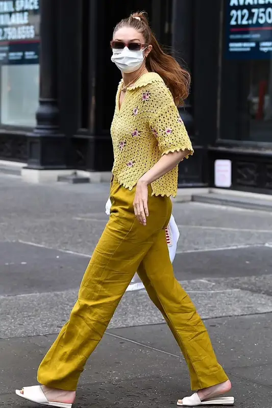 Gigi Hadid outfit in Mango, Quay Australia, and Franco Sarto, 2021