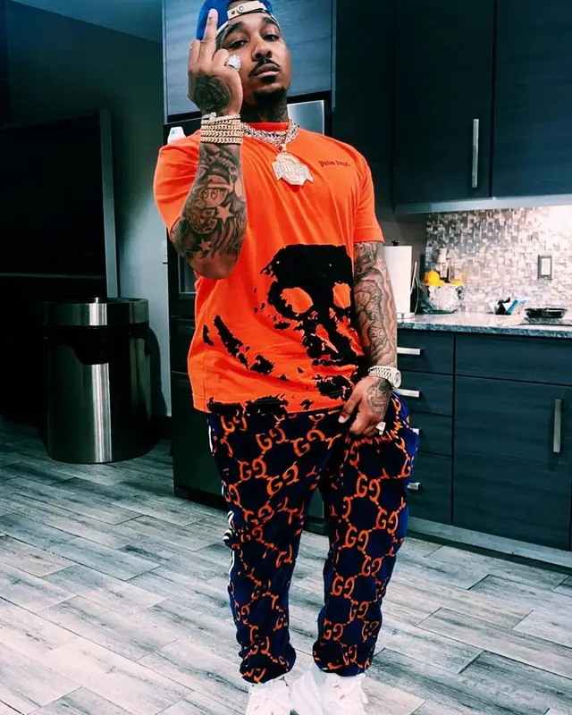 Doe Boy outfit in Palm Angels and Gucci, 2021