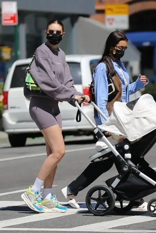 Gigi Hadid outfit in Madhappy, Versace, and Prada, 2021