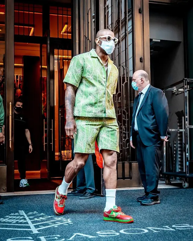 PJ Tucker outfit in Jacquemus, Nike, and Temples & Bridges, 2021