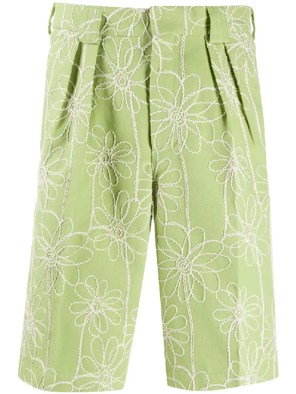 Jacquemus Green Short De Costume Pleated Shorts $529
