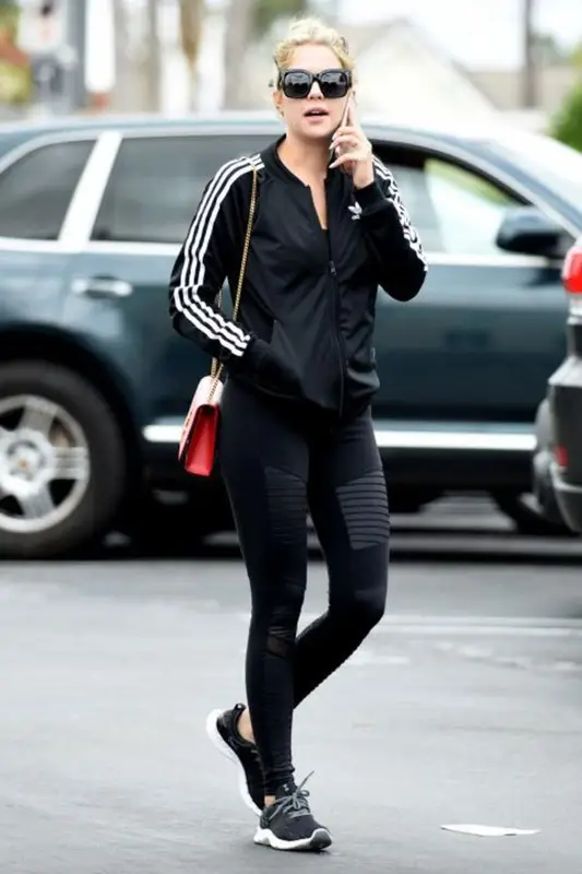 Ashley Benson outfit in Adidas, Alo Yoga, and Saint Laurent, 2016