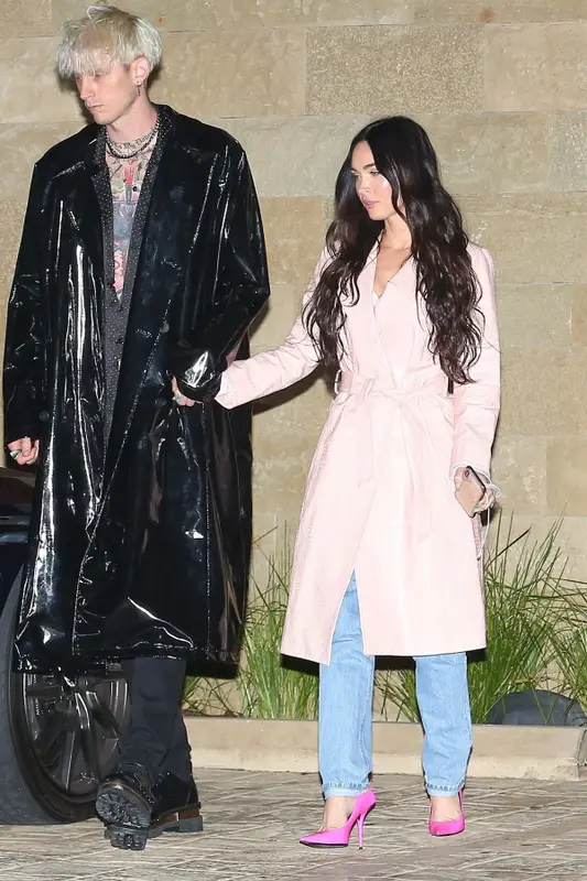 Megan Fox outfit in Ksubi, Bottega Veneta, and Balenciaga, 2021
