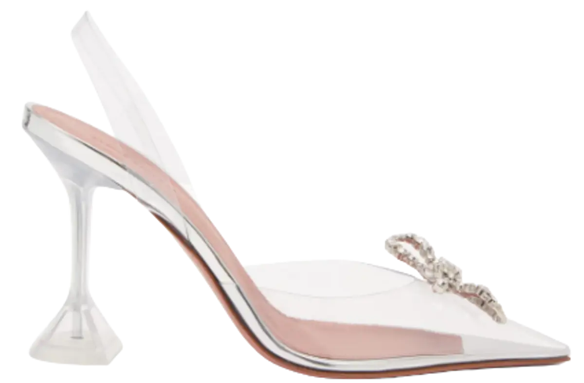 Amina Muaddi Rosie Crystal Bow Clear 