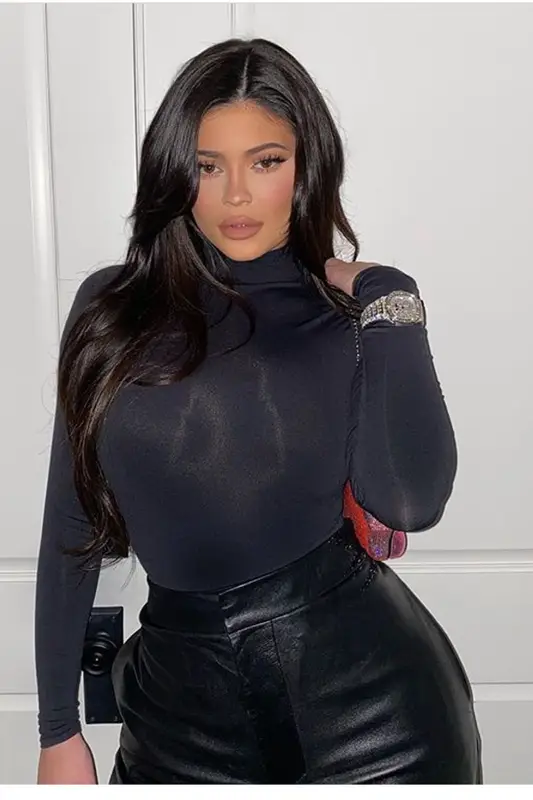 Kylie Jenner outfit in Skims, Bottega Veneta, and Judith Leiber Couture, 2020