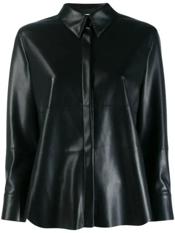 Nanushka Black Vegan Leather Naum Shirt $385