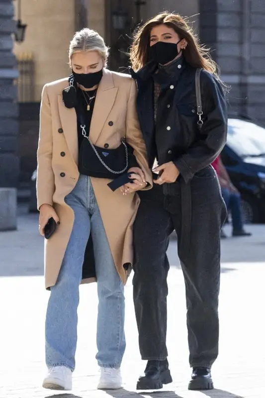 Kylie Jenner outfit in Prada, By Far, and Skims, 2020
