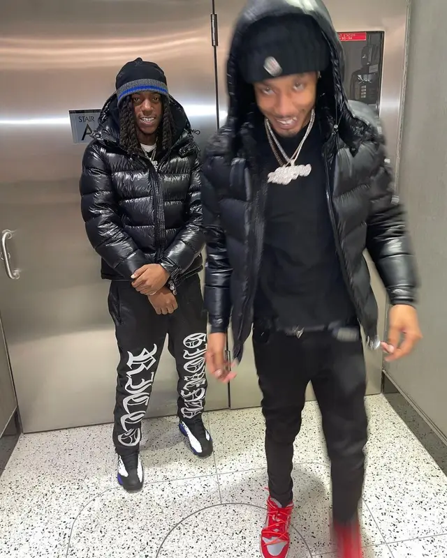 OMB Peezy outfit in Moncler, Jordan, and Louis Vuitton, 2021