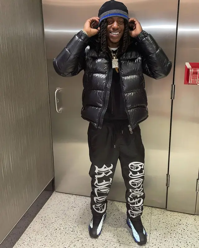 OMB Peezy outfit in Moncler, Jordan, and Louis Vuitton, 2021