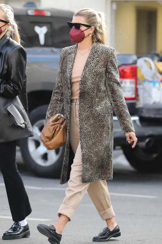 Sofia Richie outfit in Saint Laurent, Celine, and Maskc, 2021