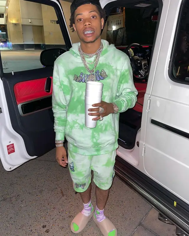 Lil Migo outfit in Ripndip, Bally, and Yeezy, 2021