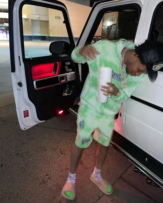 Lil Migo outfit in Ripndip, Bally, and Yeezy, 2021