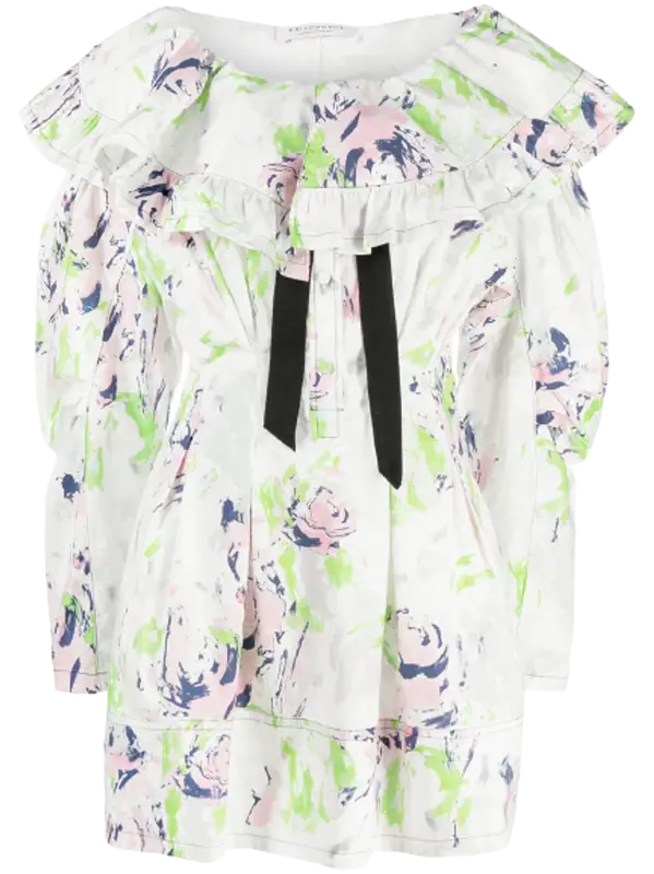 Philosophy Di Lorenzo Serafini Floral Print White Mini Dress $975