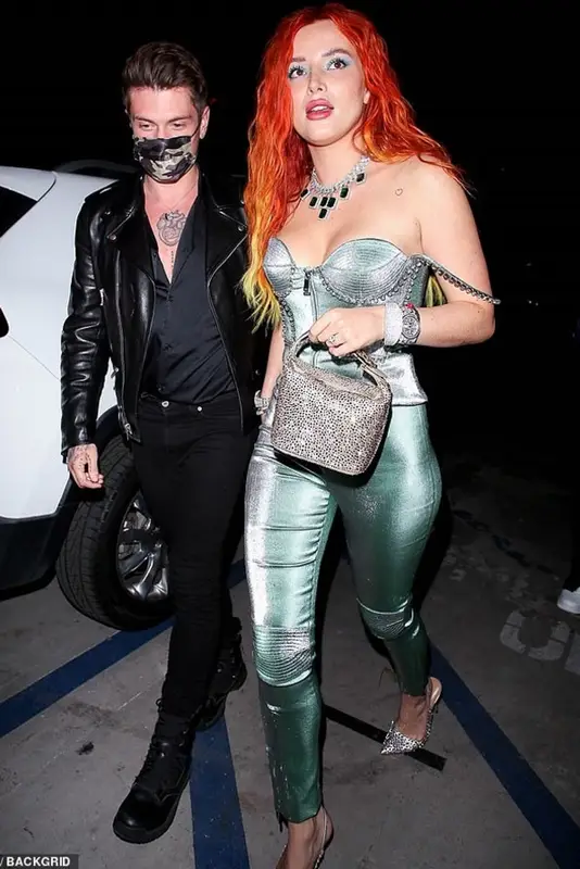 Bella Thorne outfit in Area, Rolex, and Aquazzura, 2021
