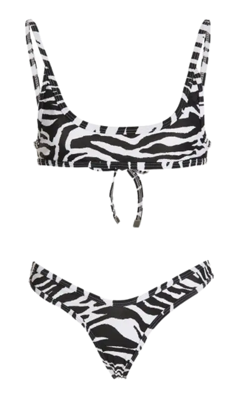 The Attico Scoop Neck Zebra Print Bikini $315
