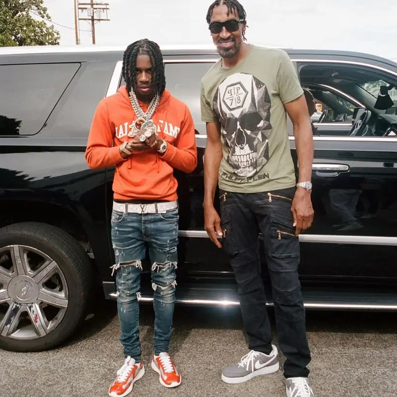 Polo G outfit in Polo G Merch, Amiri, and Louis Vuitton, 2021