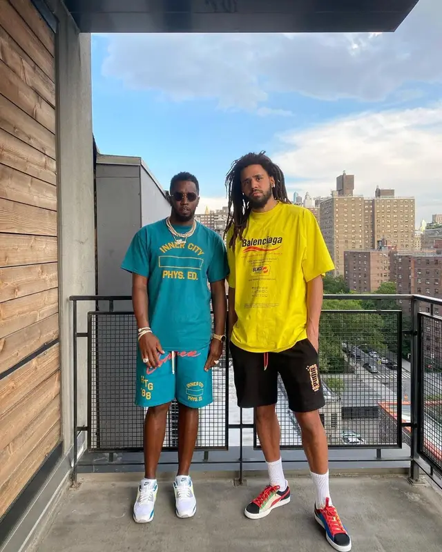 J. Cole outfit in Balenciaga and Puma, 2021