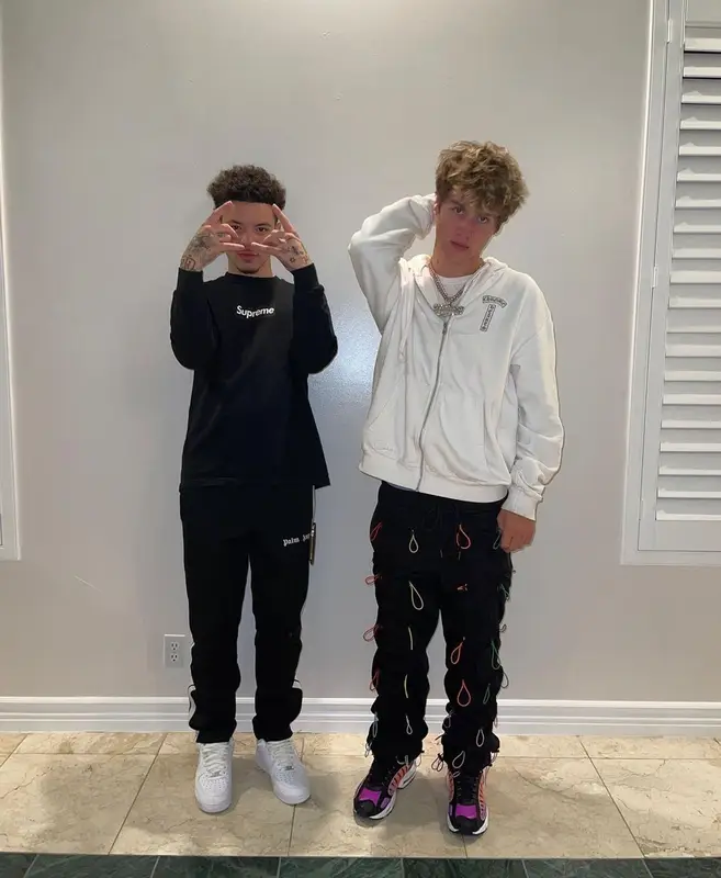 Lil Mosey outfit in Supreme, Palm Angels, and Louis Vuitton, 2021