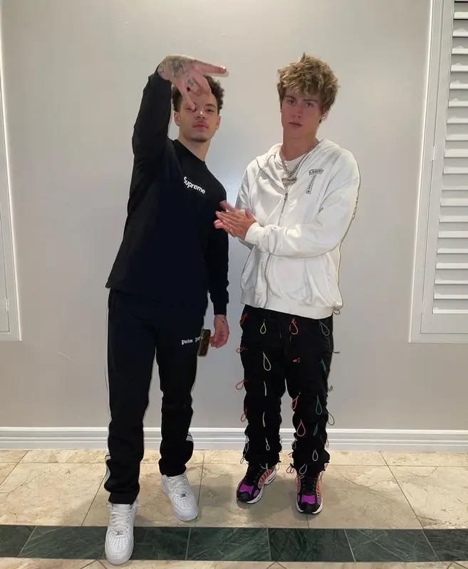 Lil Mosey outfit in Supreme, Palm Angels, and Louis Vuitton, 2021