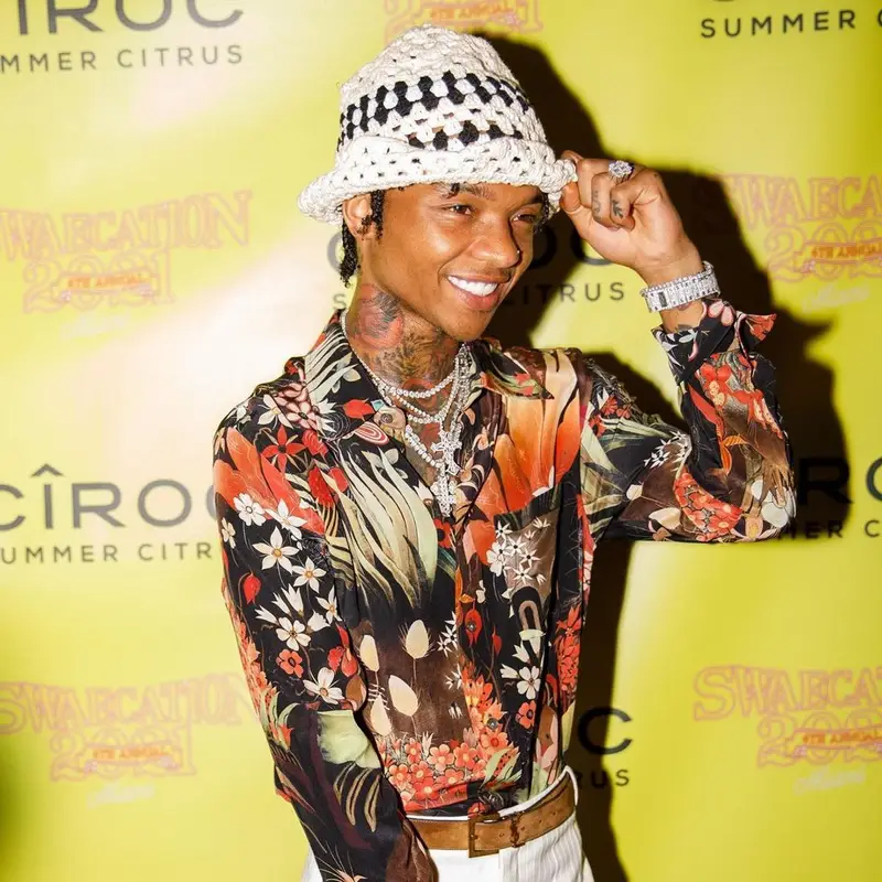 Swae Lee outfit in Chanel, Saint Laurent, and Amiri, 2021