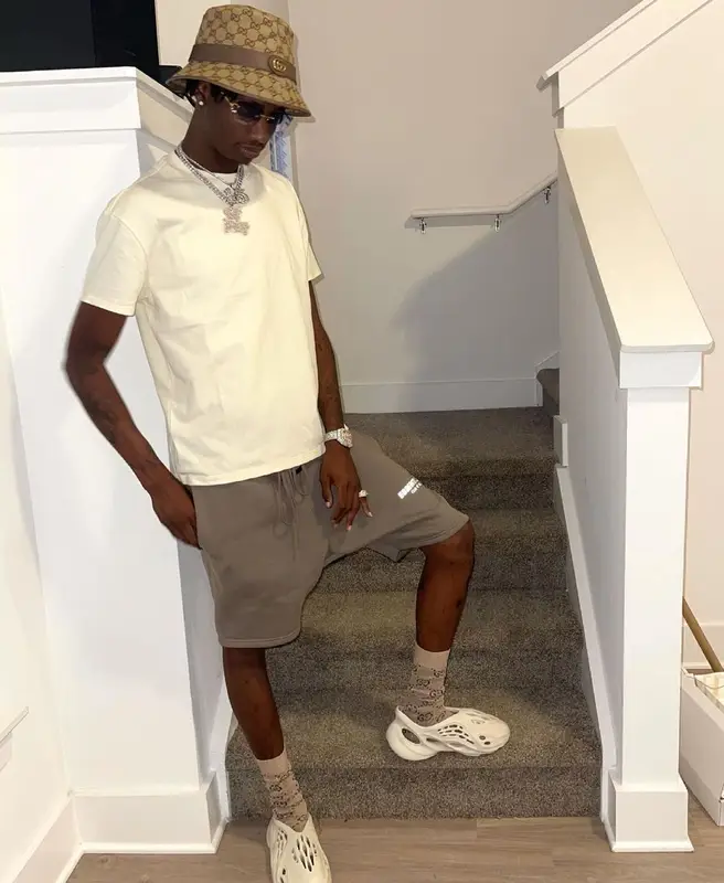 Yung Mal outfit in Fear of God, Yeezy, and Gucci, 2021