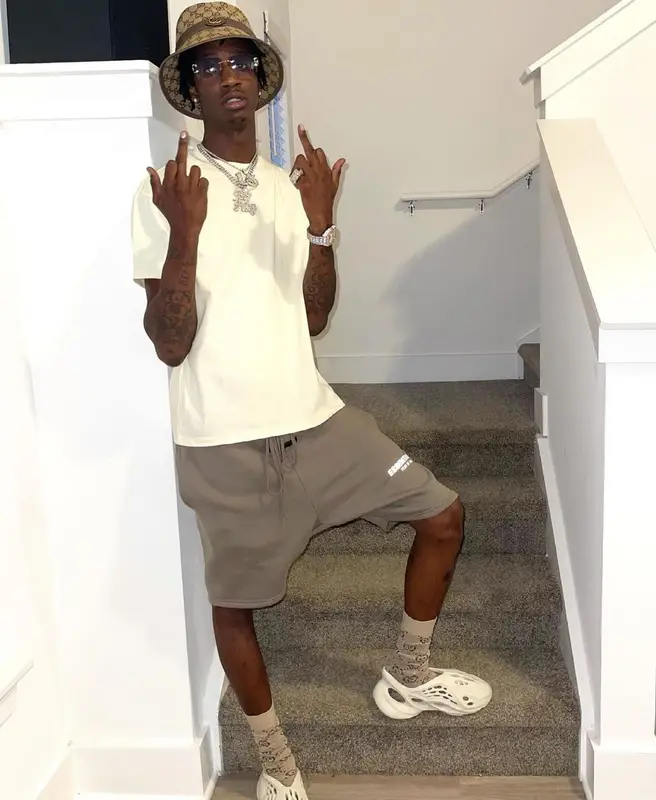Yung Mal outfit in Fear of God, Yeezy, and Gucci, 2021