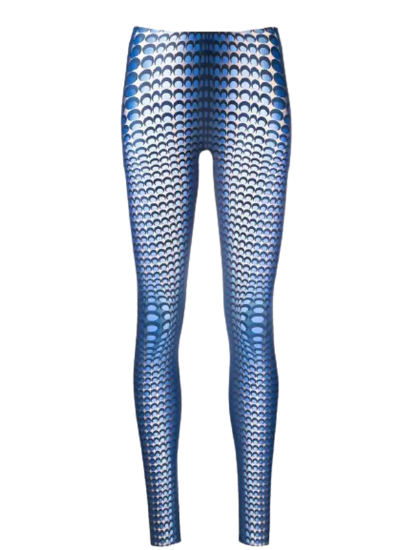 Marine Serre Skin Fish Print Logo Waistband Blue Leggings $435