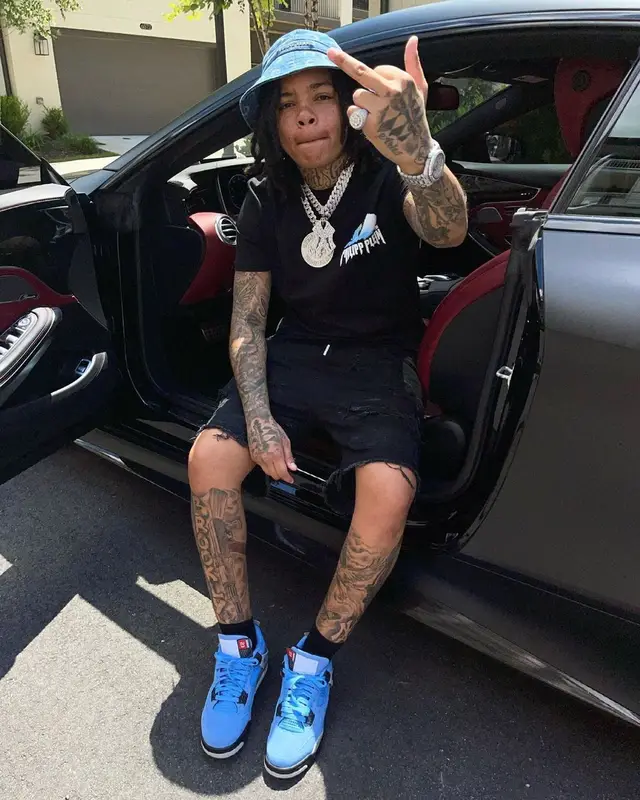 Young M.A outfit in Philipp Plein, Represent, and Marine Serre, 2021