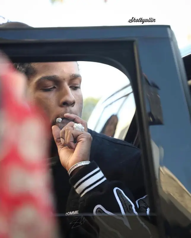 ASAP Rocky outfit in Stussy, Celine, and Comme Des Garcons, 2021