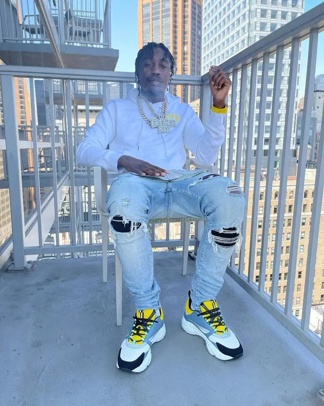 Lil Tjay outfit in Dior and Amiri, 2021