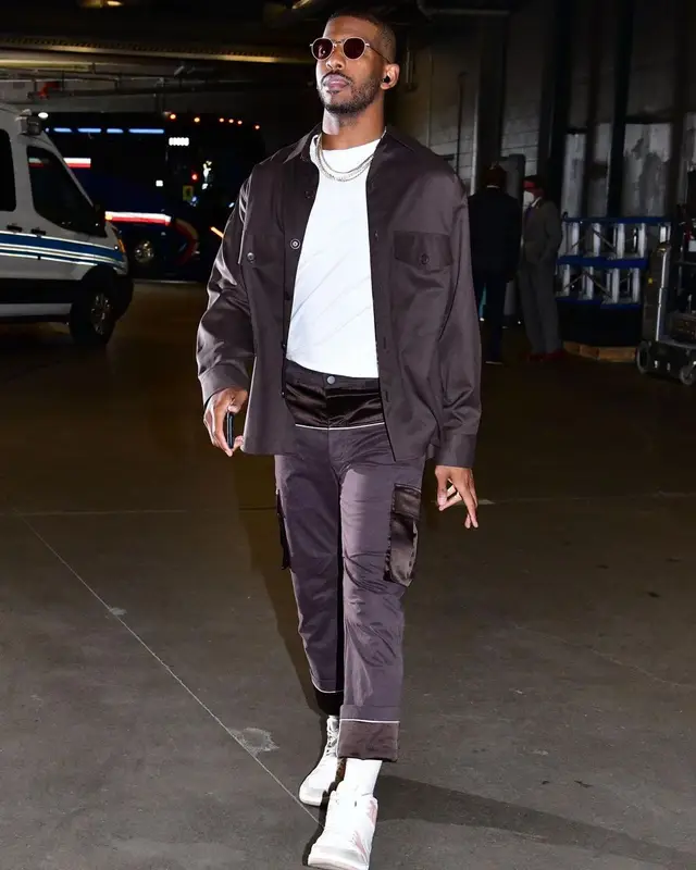 Chris Paul outfit in Nahmias, Jordan, and Garrett Leight, 2021