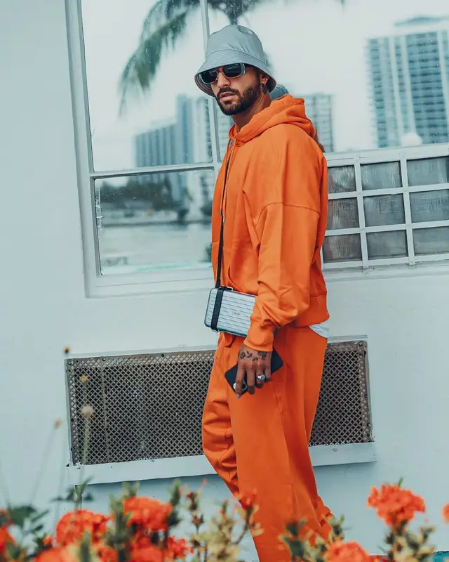 Maluma outfit in Heron Preston, Prada, and Calvin Klein, 2021