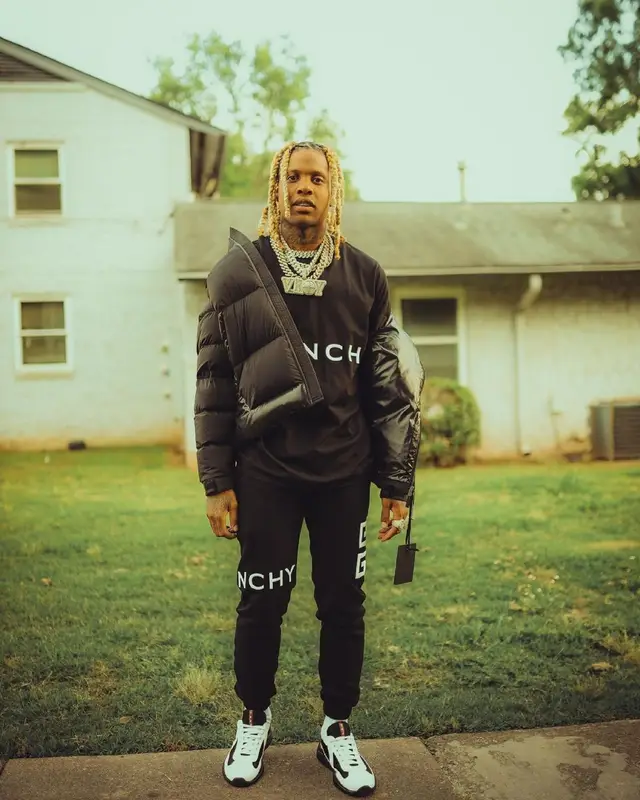 Lil Durk outfit in Givenchy and Prada, 2021