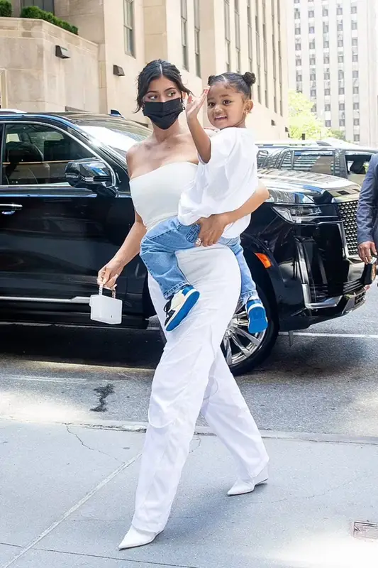 Kylie Jenner outfit in Rick Owens and Amina Muaddi, 2021