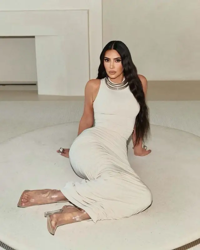 Kim Kardashian outfit in Yeezy, Hermes, and Rick Owens, 2021