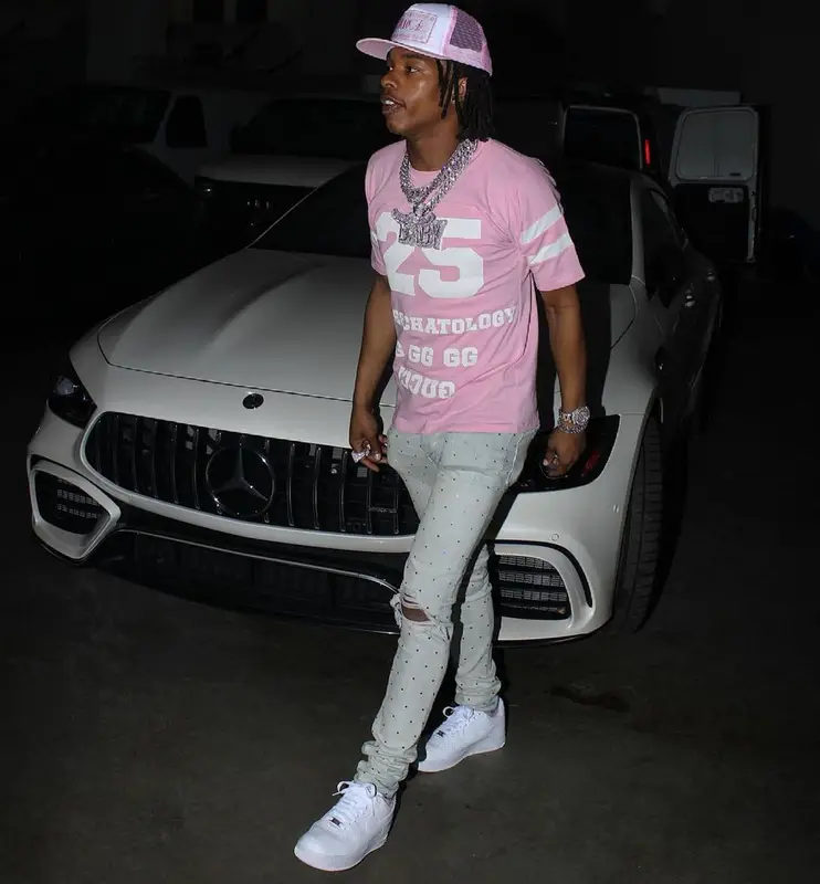 Lil Baby outfit in Gucci, Amiri, and Chrome Hearts, 2021