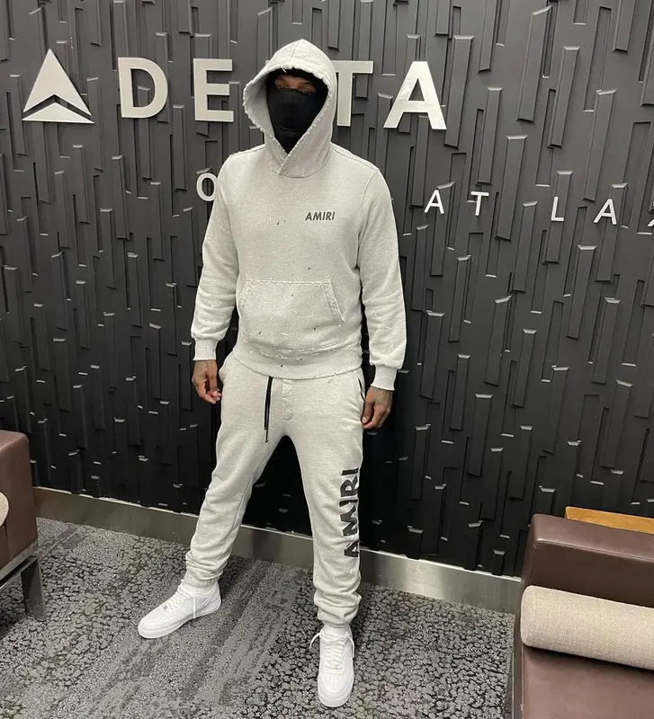 Moneybagg Yo outfit in Amiri and Nike, 2021