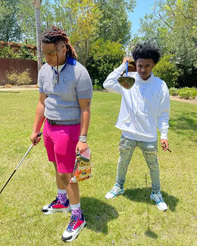Lil Gotit outfit in Dior and Cheetos , 2021