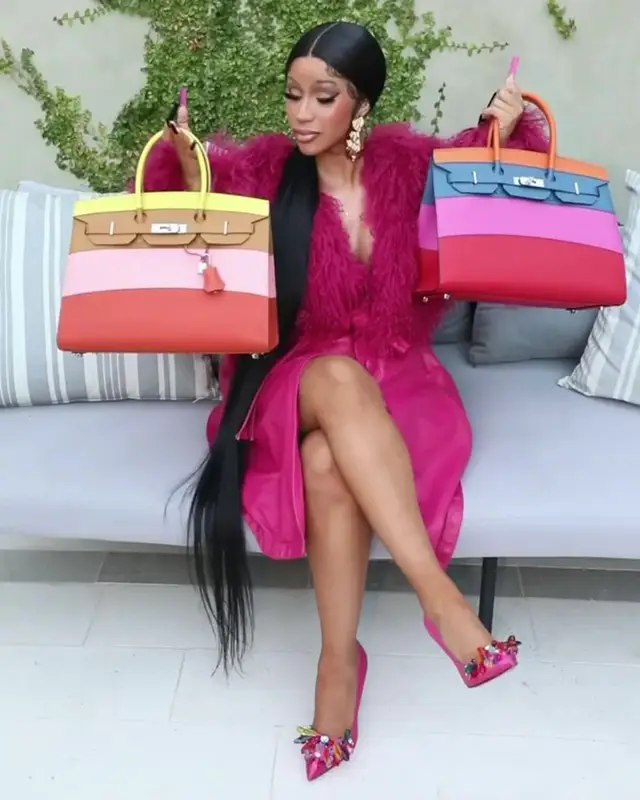Cardi B outfit in Hermes and Miu Miu, 2021
