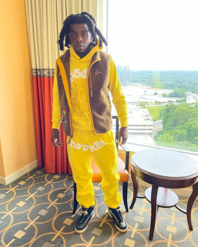 Yak Gotti outfit in Travis Scott Merch, Young Thug Merch, and Spider Worldwide, 2021