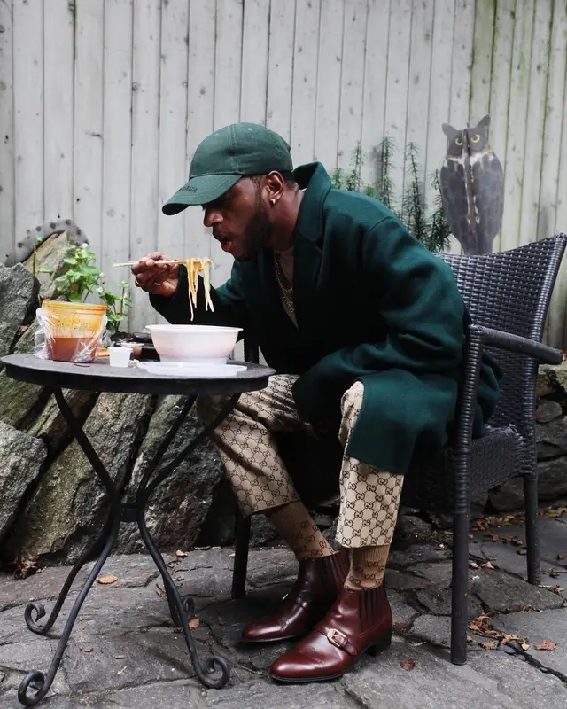6lack outfit in Acne Studios, Gucci, and Balenciaga, 2019