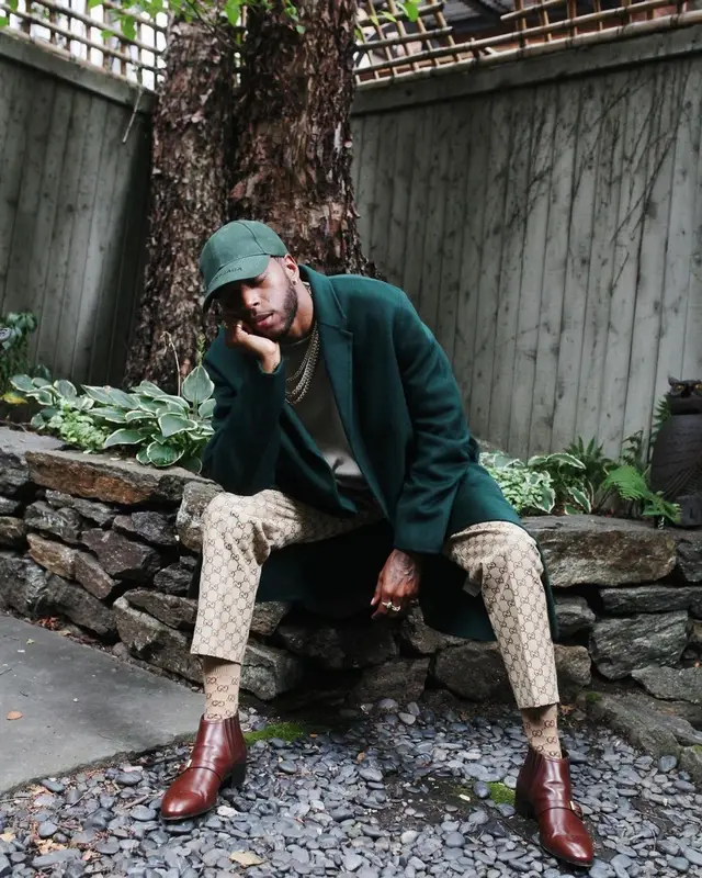 6lack outfit in Acne Studios, Gucci, and Balenciaga, 2019