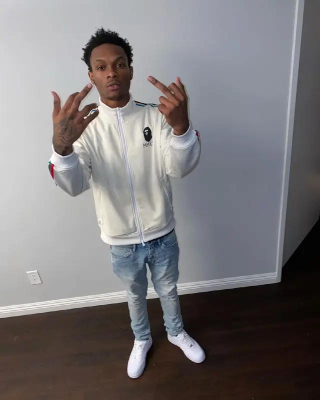Lil Eazzyy outfit in Bape, Ksubi, and Sprayground, 2021