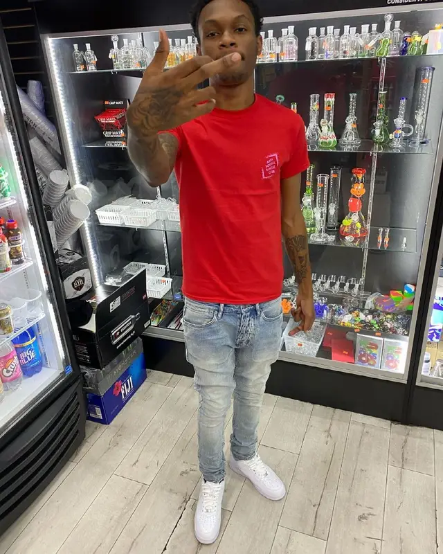 Lil Eazzyy outfit in Anti Social Social Club, Ksubi, and Supreme, 2021