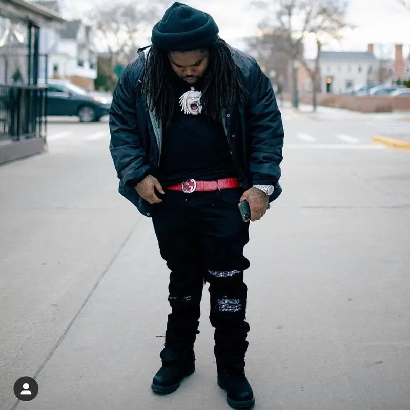 Tee Grizzley outfit in Amiri, Timberland, and Gucci, 2021